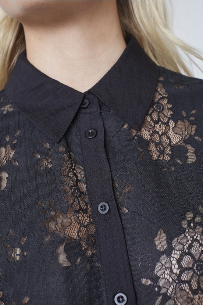 SisterS point zwarte dames blouse | Close up