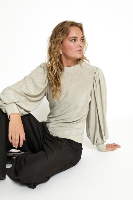 Peppercorn ecru dames t-shirt | Model vooraanzicht