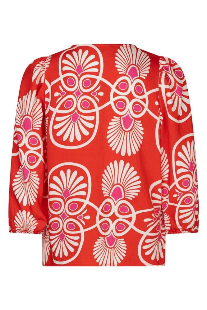 EsQualo rode dames blouse | Achteraanzicht