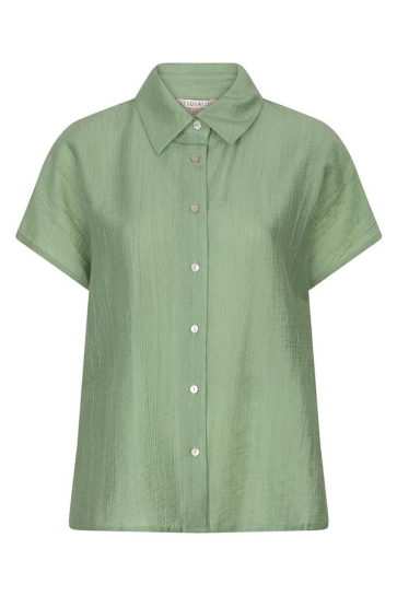 EsQualo Blouse BLOUSE BATWING LIGHT CRINKLE HS26 14218 319 jungle green