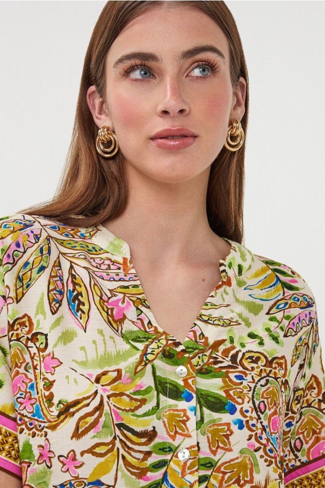 EsQualo beige dames blouse | Close up