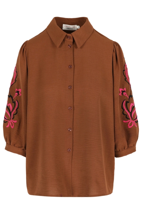 LolaLiza bruine dames blouse | Vooraanzicht
