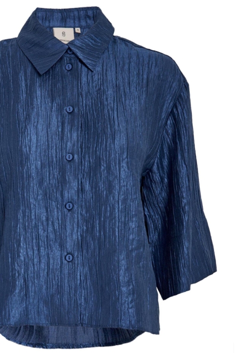 Peppercorn blauwe dames blouse | Close up