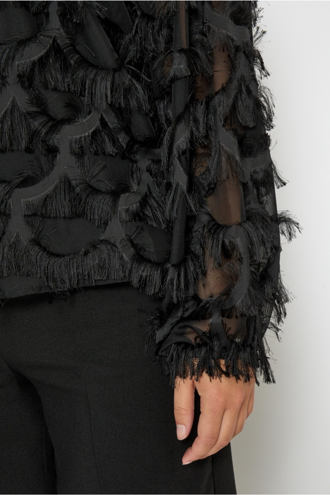 Peppercorn zwarte dames blouse | Close up