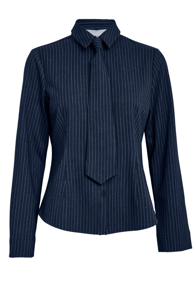 Minus blauwe dames blouse | Vooraanzicht