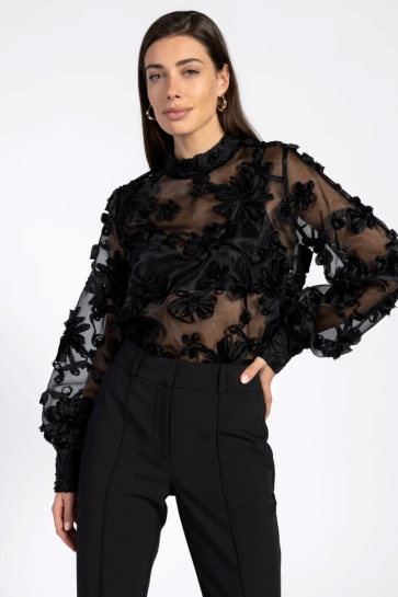 Aaiko Blouse LUCIA FLOWER PES 502 000900 BLACK