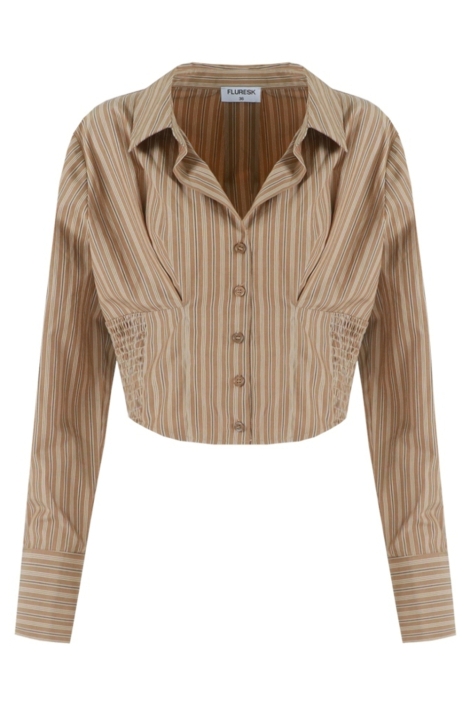 Fluresk taupe dames blouse | Vooraanzicht