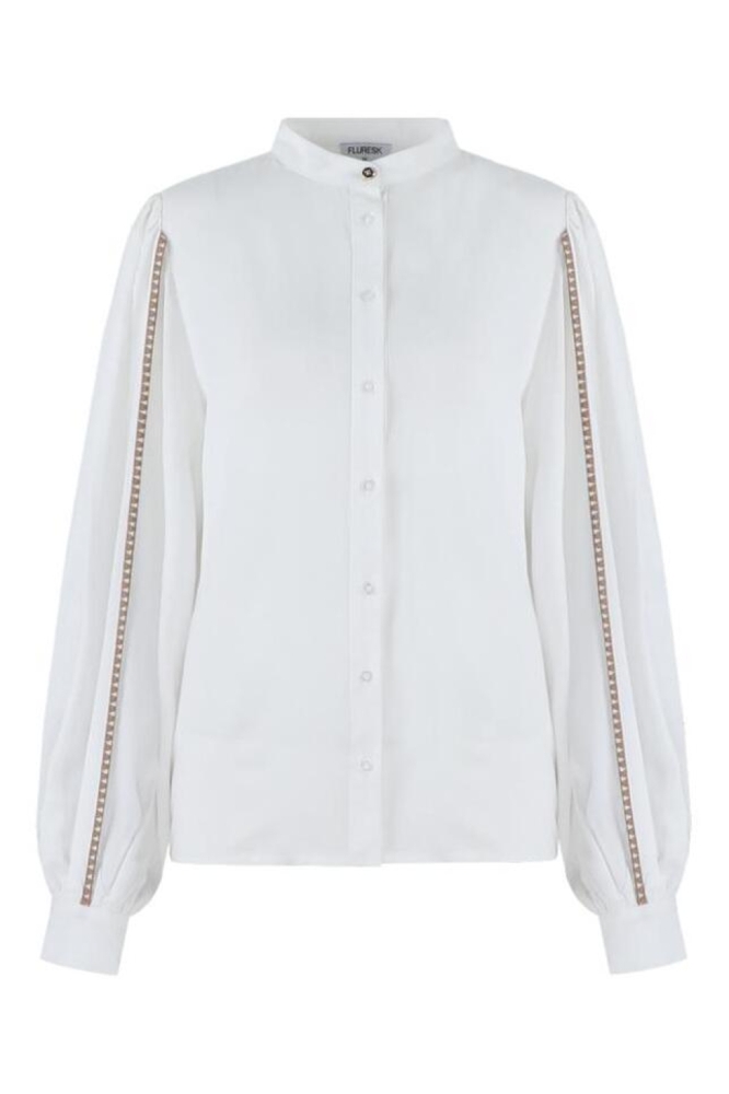 Fluresk witte dames blouse | Vooraanzicht