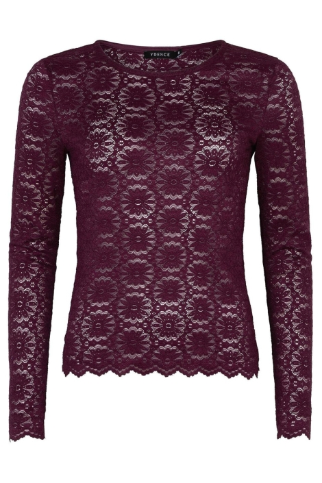 Ydence bordeaux dames t-shirt | Vooraanzicht