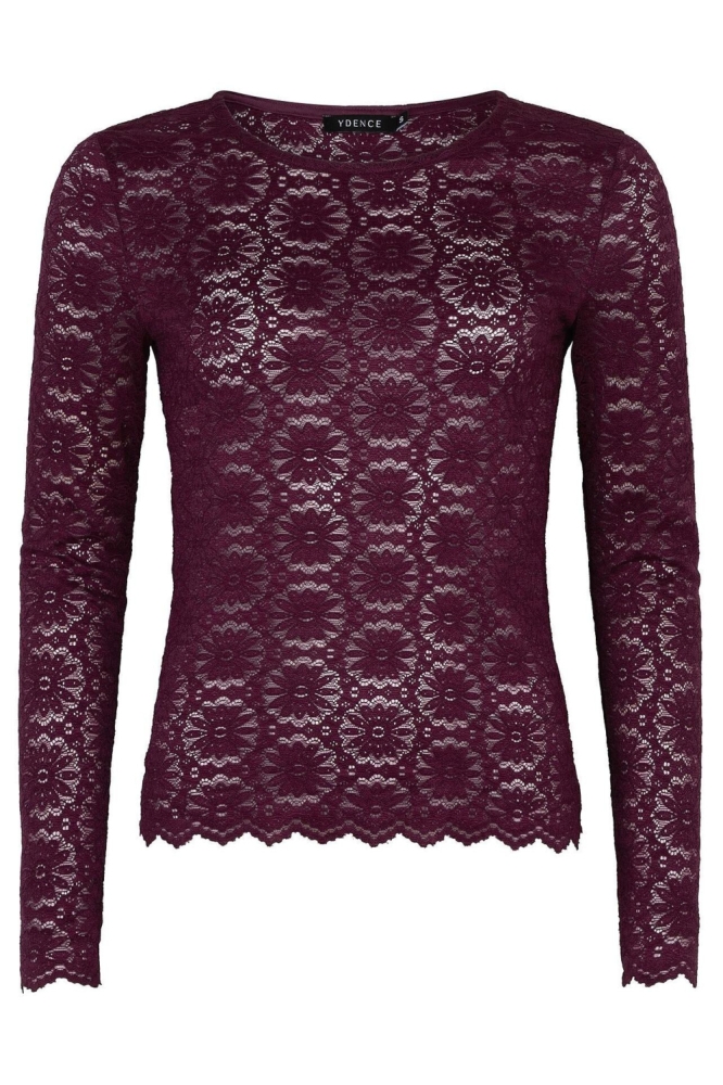 Ydence bordeaux dames t-shirt | Vooraanzicht