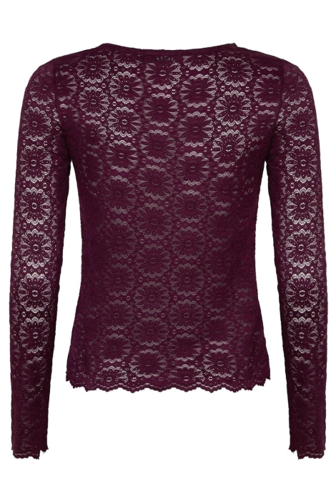 Ydence bordeaux dames t-shirt | Achteraanzicht