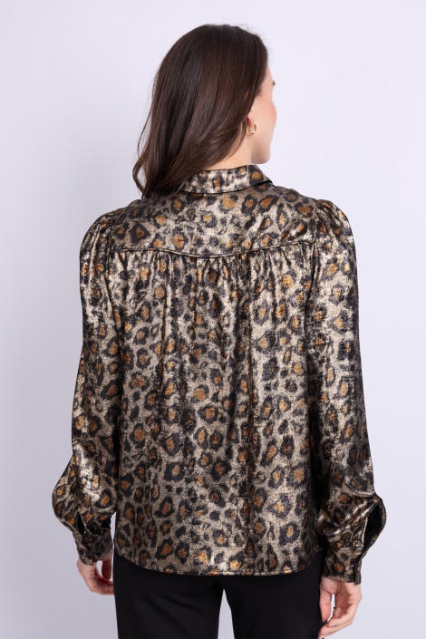 C&S The Label camel dames blouse | Model achteraanzicht