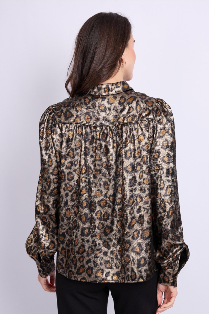 C&S The Label camel dames blouse | Model achteraanzicht