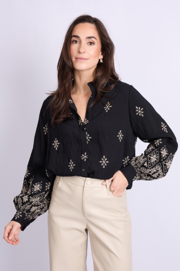 C&S The Label Blouse LYNNETTE BLOUSE 25WFOC23 001014 BLACK/SAND