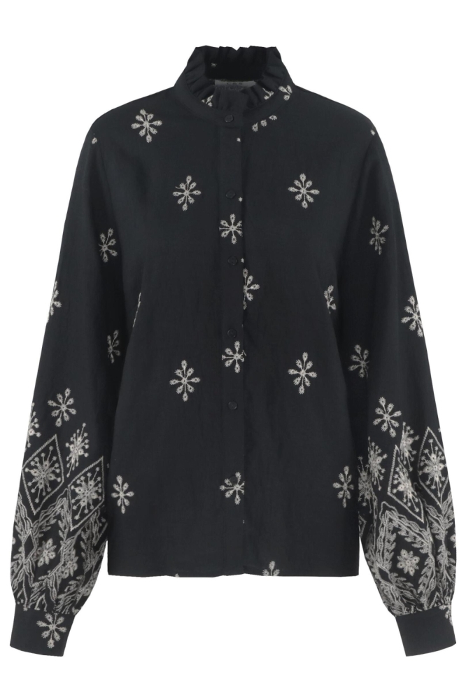 C&S The Label zwarte dames blouse | Vooraanzicht