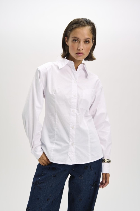 Refined Department witte dames blouse | Model vooraanzicht