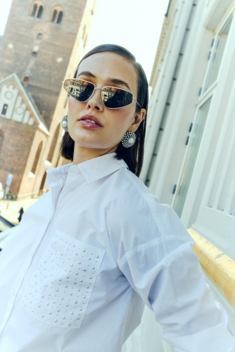 Freequent witte dames blouse | Close up