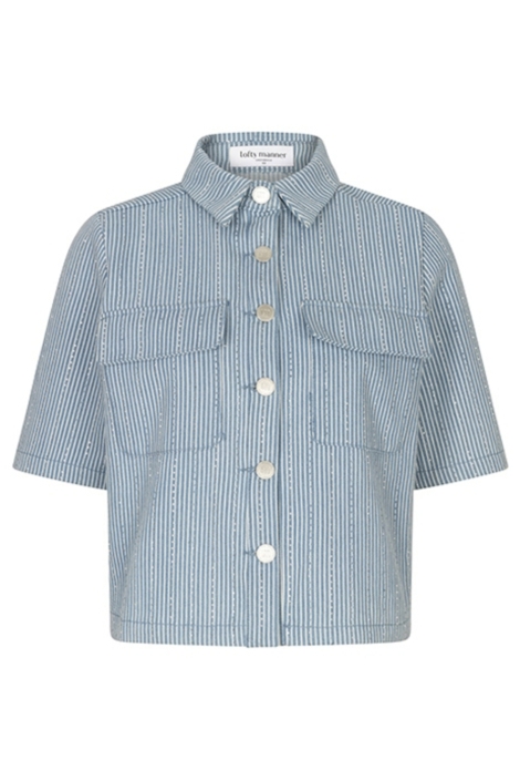 Lofty Manner blauwe dames blouse | Vooraanzicht