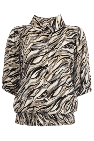 NED Blouse MIRAN 1/2 SS SAND WAVES 25W4 X1887 02 Sand