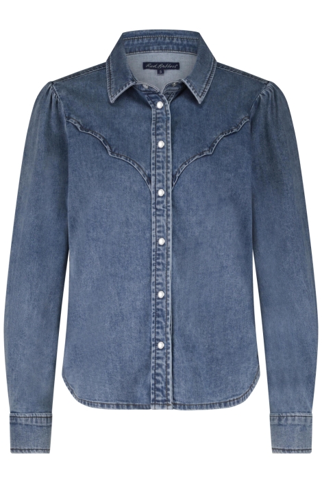 Red Button blauwe dames blouse | Vooraanzicht