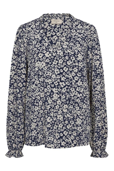 Freequent blauwe dames blouse | Vooraanzicht