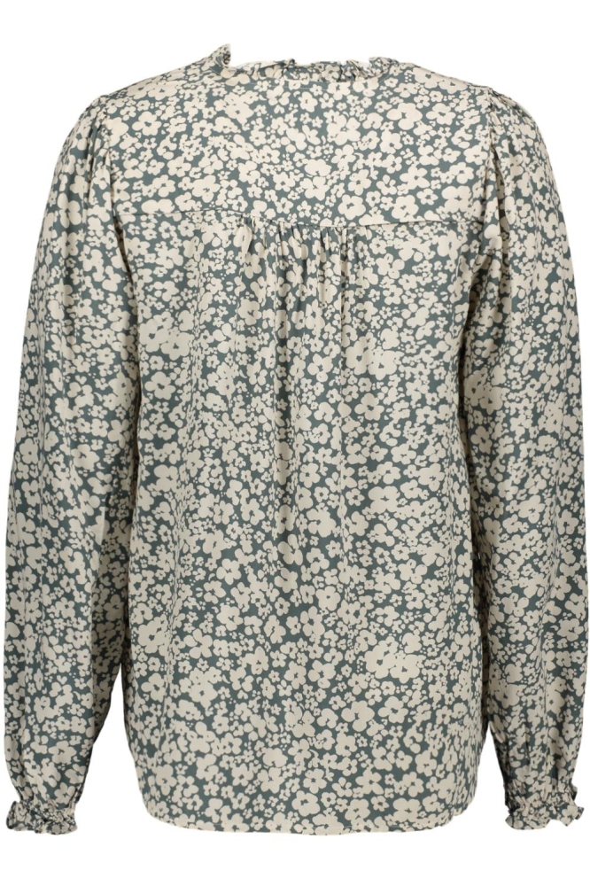 Freequent groene dames blouse | Achteraanzicht