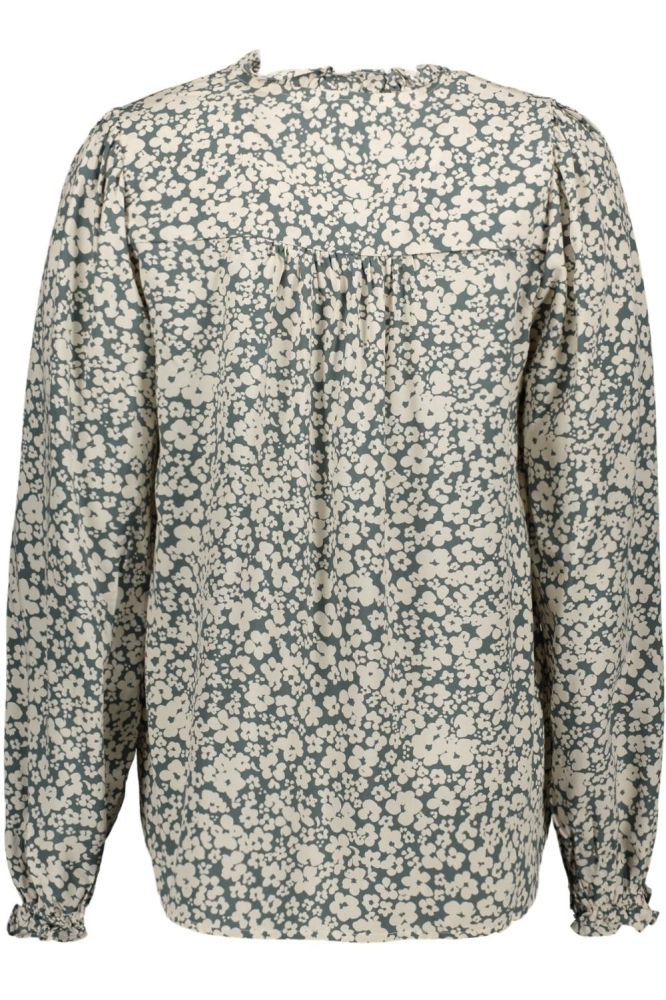 Freequent groene dames blouse | Achteraanzicht