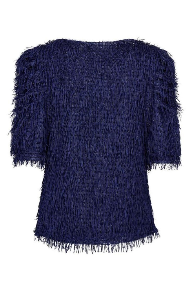 Freequent blauwe dames blouse | Achteraanzicht