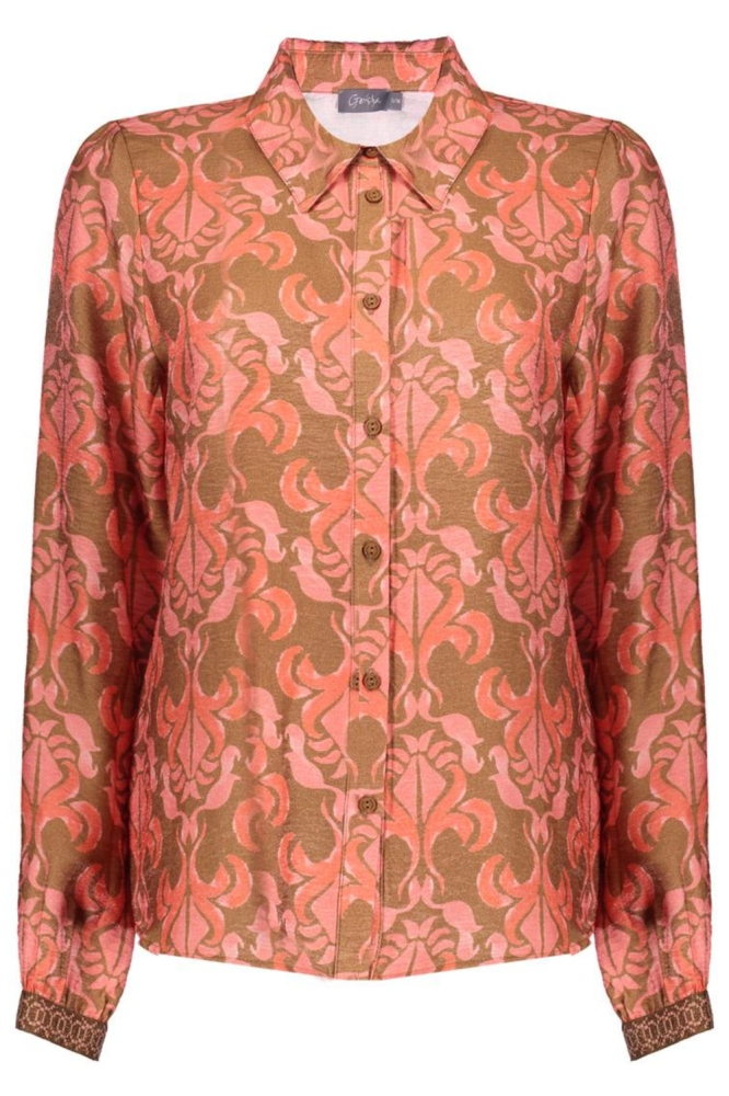Geisha camel dames blouse | Vooraanzicht