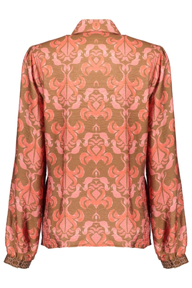 Geisha camel dames blouse | Achteraanzicht