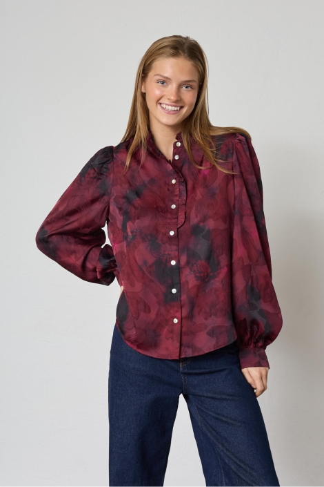 SisterS point bordeaux dames blouse | Model vooraanzicht