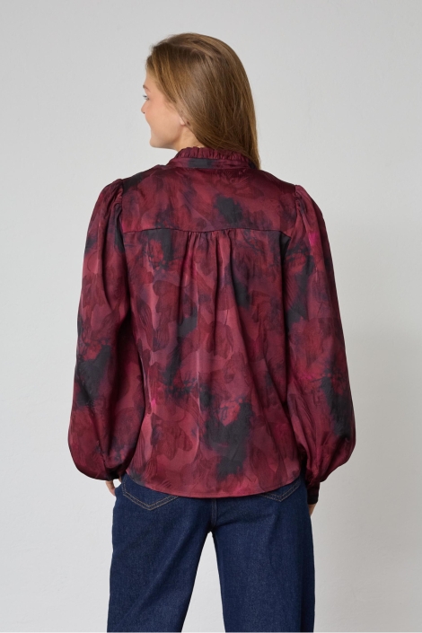 SisterS point bordeaux dames blouse | Model achteraanzicht