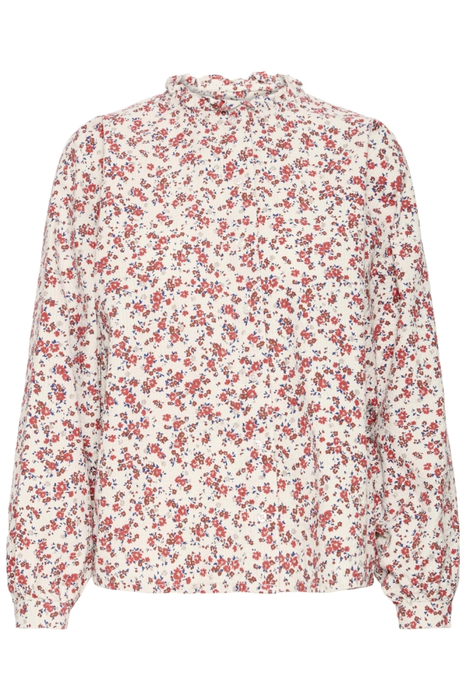 Ichi beige dames blouse | Vooraanzicht