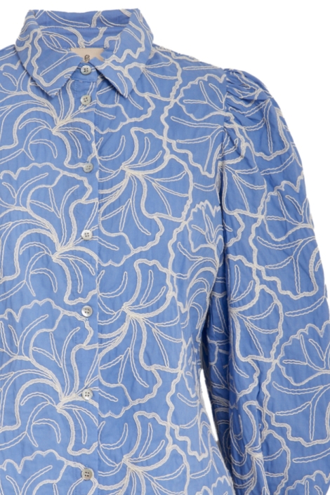 Peppercorn blauwe dames blouse | Close up