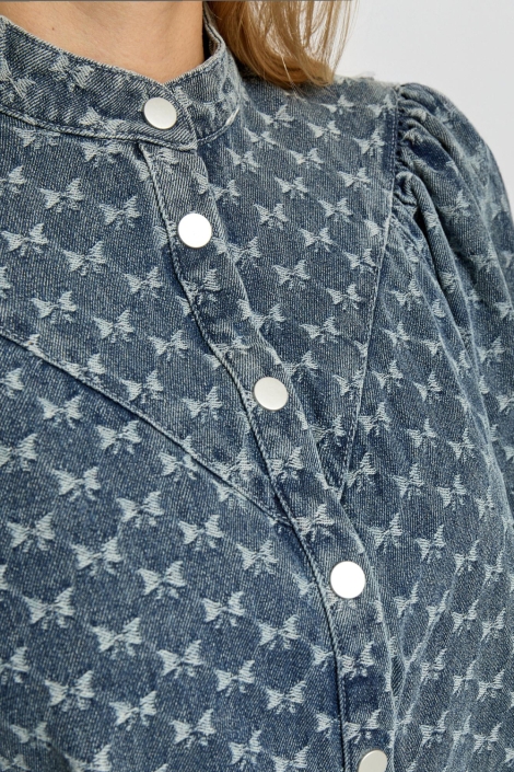 Minus blauwe dames blouse | Close up