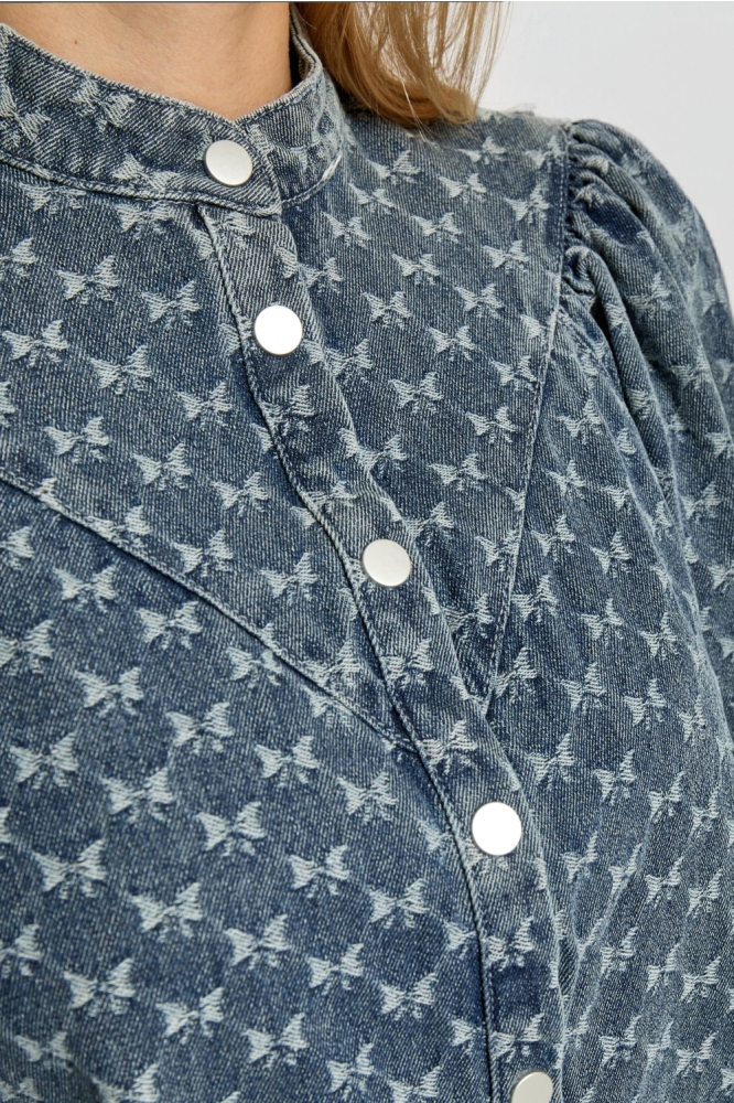 Minus blauwe dames blouse | Close up
