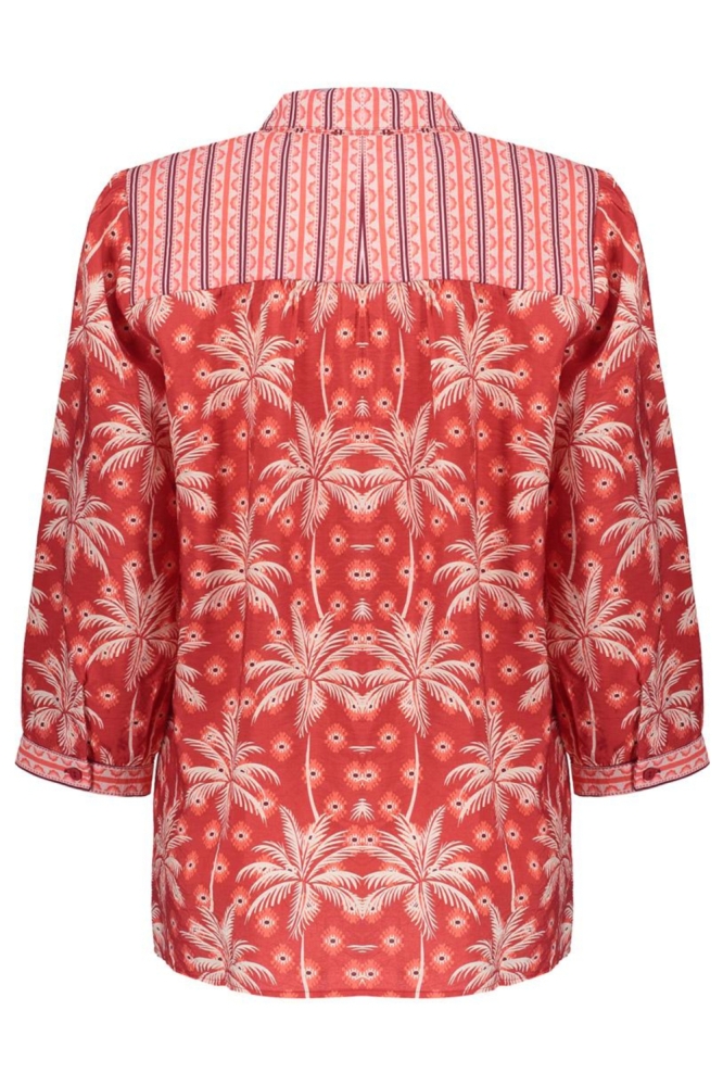 Geisha rode dames blouse | Achteraanzicht