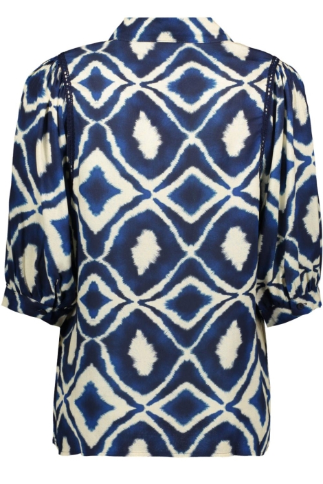 Geisha blauwe dames blouse | Achteraanzicht