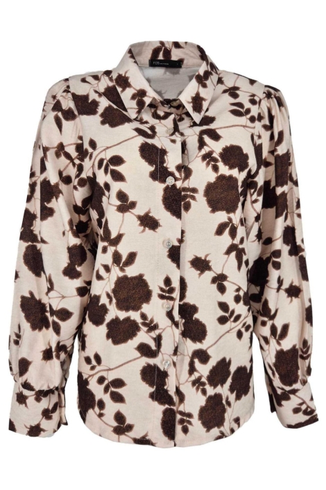 FOS Amsterdam beige dames blouse | Vooraanzicht