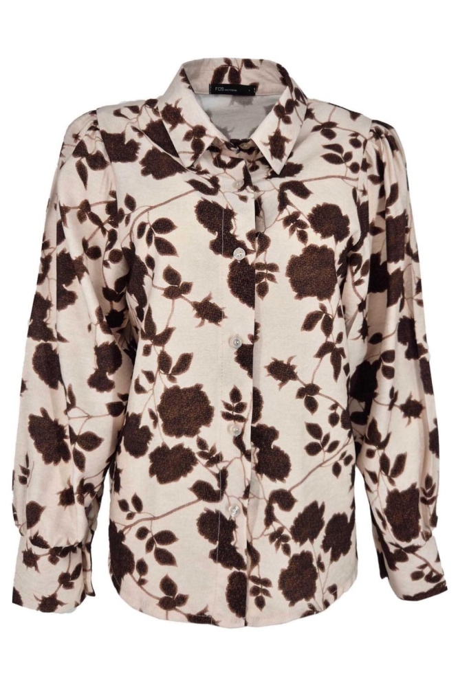 FOS Amsterdam beige dames blouse | Vooraanzicht