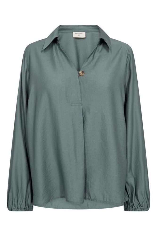 Freequent groene dames blouse | Vooraanzicht