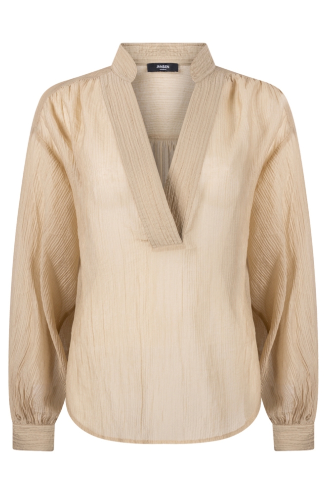 Juffrouw Jansen zand dames blouse | Vooraanzicht