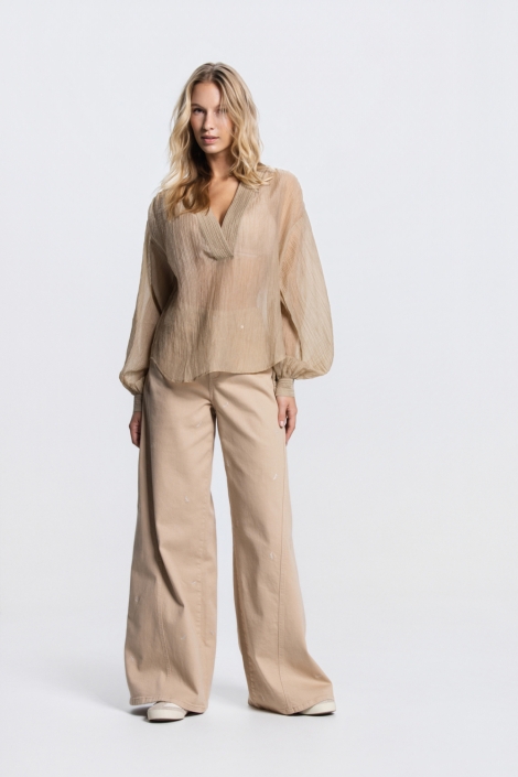 Juffrouw Jansen zand dames blouse | Model