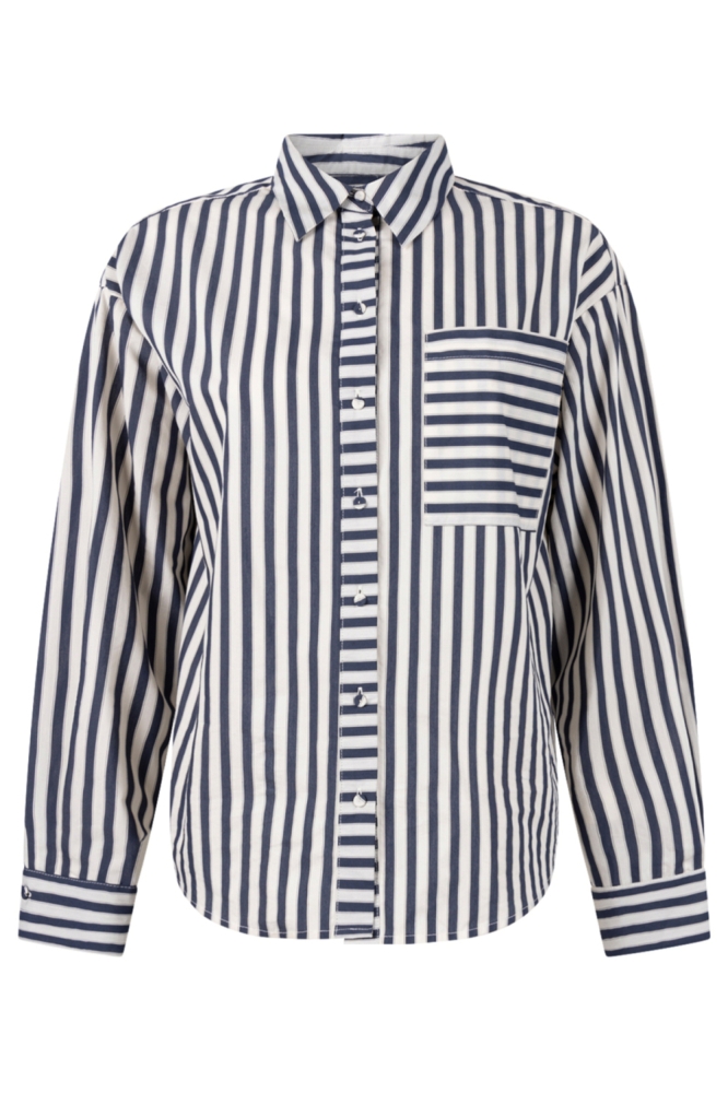 Juffrouw Jansen blauwe dames blouse | Vooraanzicht