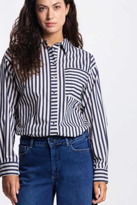 Juffrouw Jansen blauwe dames blouse | 