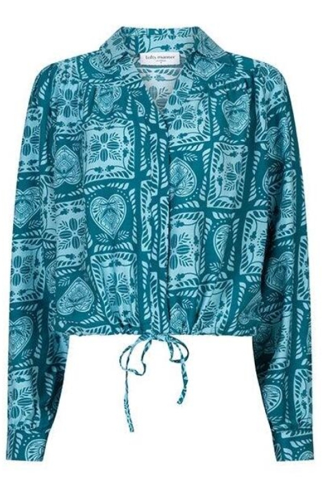 Lofty Manner groene dames blouse | Vooraanzicht