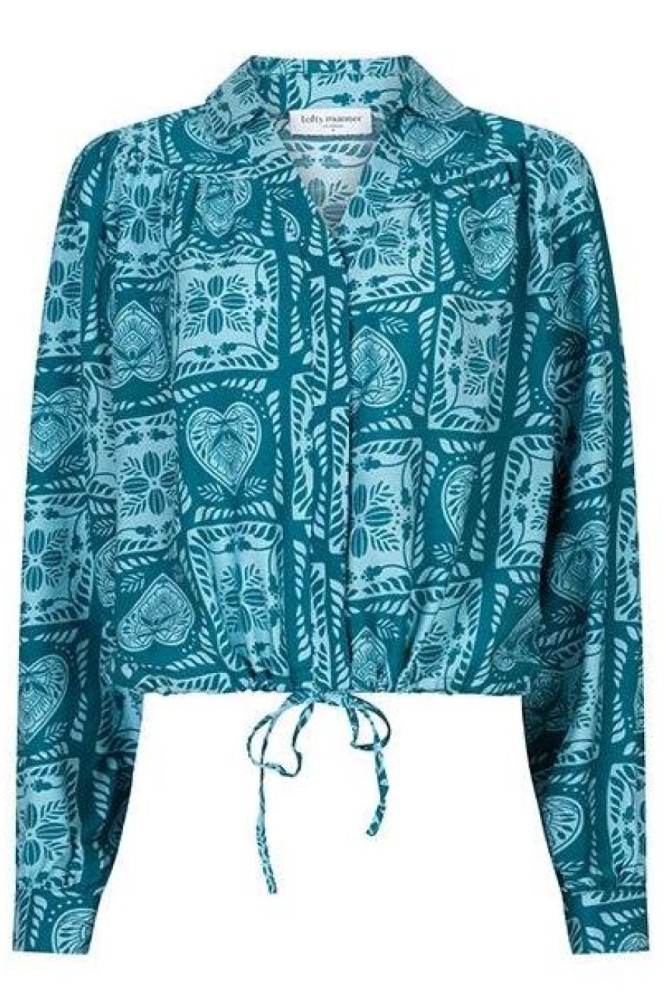 Lofty Manner groene dames blouse | Vooraanzicht