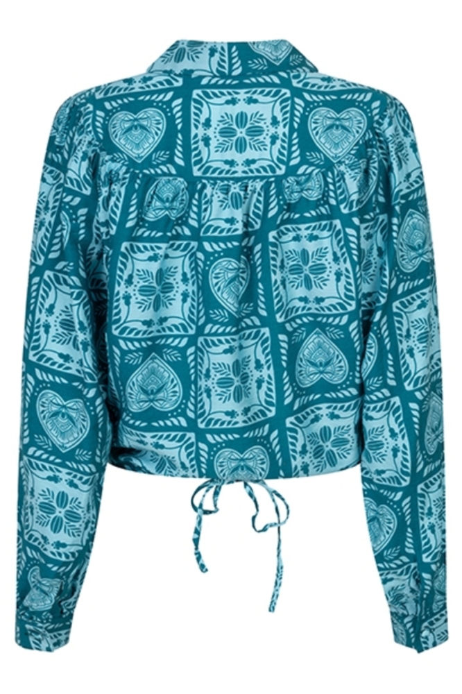 Lofty Manner groene dames blouse | Achteraanzicht