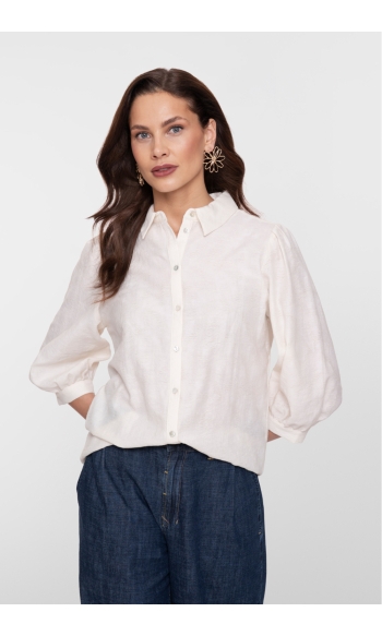 BLOUSE MET STRUCTUUR EN POFMOUWEN 63150 32 Off-White