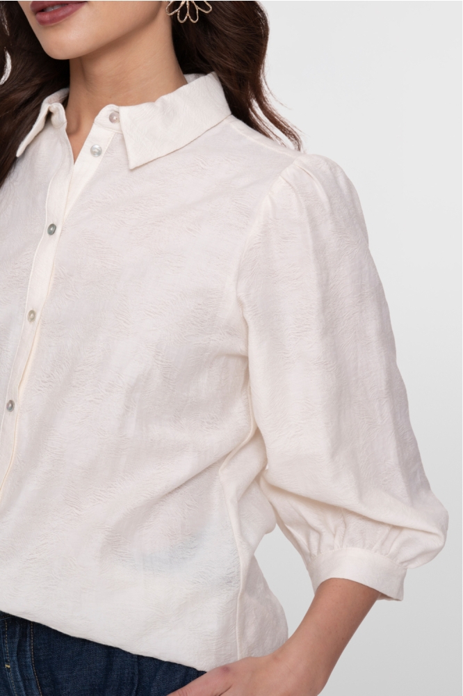 Geisha witte dames blouse | Close up